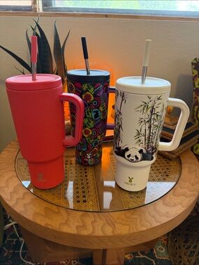 Meoky 40oz Tumbler Bundle Set of 3 W/ Straws New